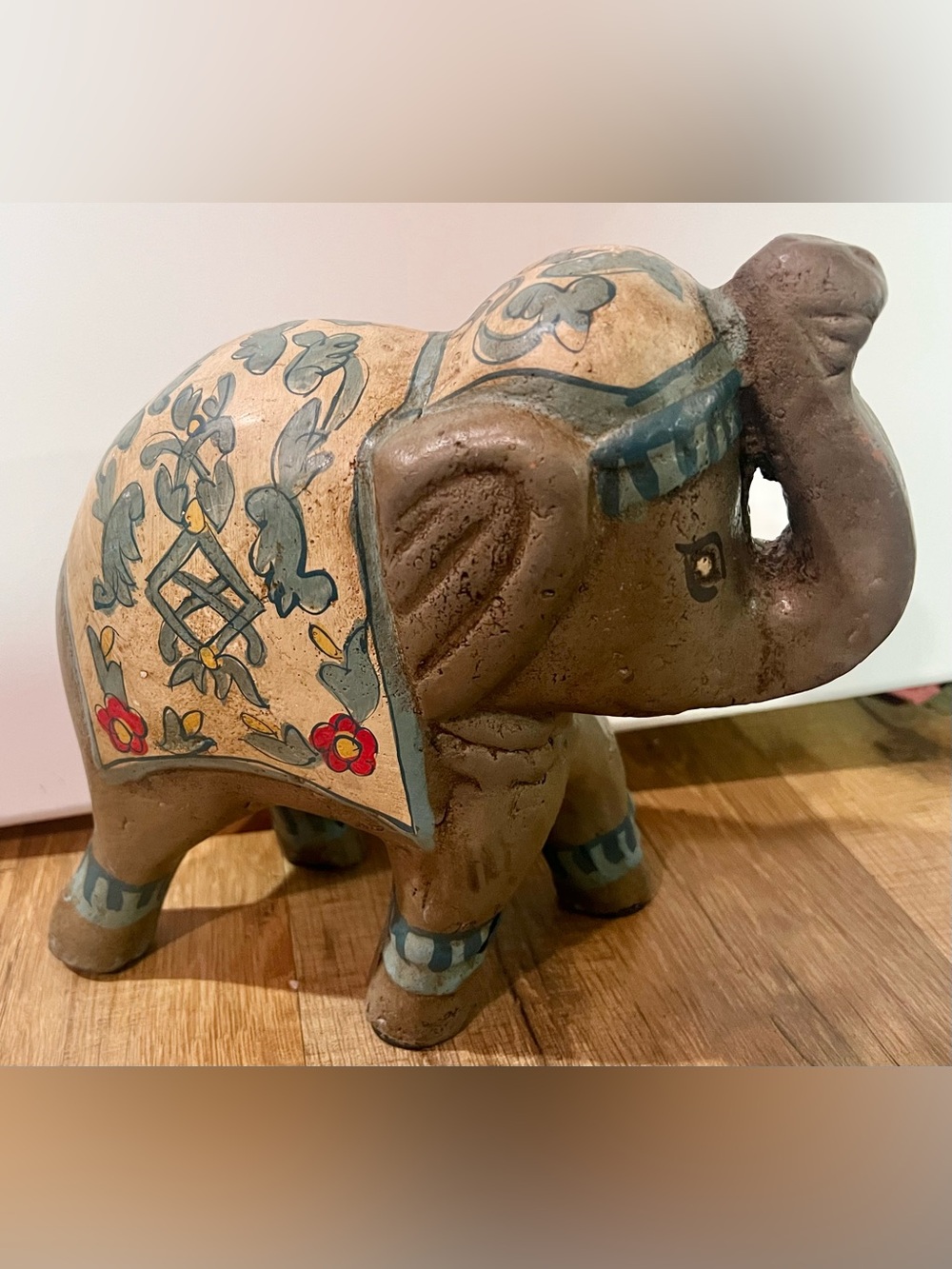 Vintage Apropos Indian Hand-Painted Decorative Elephant Statue